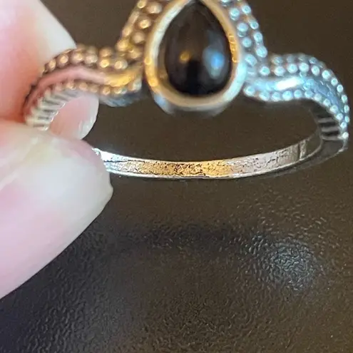Onyx Black silver plated ring size 8