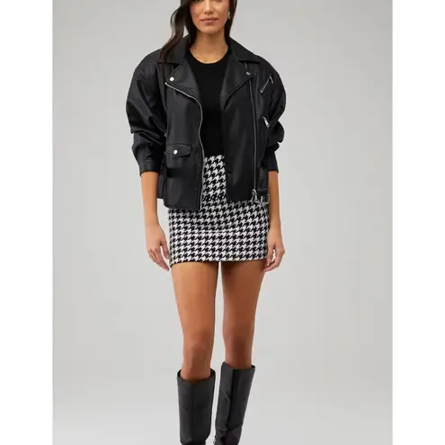For Love & Lemons Bonnie Mini Skirt Black White Houndstooth Size 1X NWT