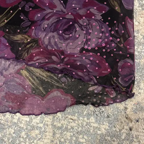 Vintage Y2K sparkle floral slip skirt Purple Size M