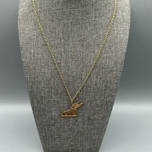 Handmade Vintage Winged Ice Skate Multi Gold Tone Necklace New Chain Unisex