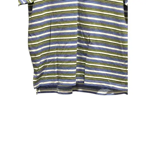 IZOD Y2K Striped Scallop Trim Womens Polo Shirt Purple Size L Preppy Academia