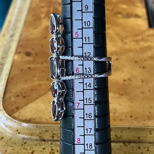 Natural Vermelho Red Garnet Sterling Silver Cocktail Ring Size 5.75