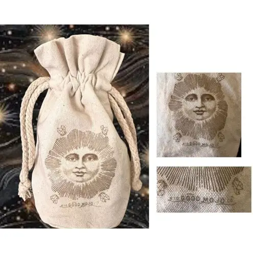 Drawstring Jewelry Pouch Good Mojo Co Sun Face Crystals Stash Bag Cotton