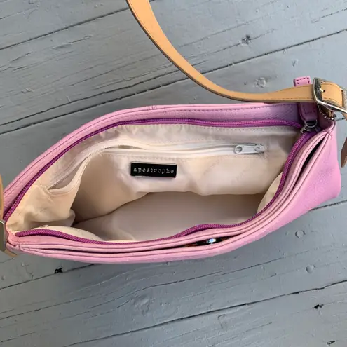 Apostrophe Bubble Gum Pink/Beige Leather  Shoulder Bag Purse