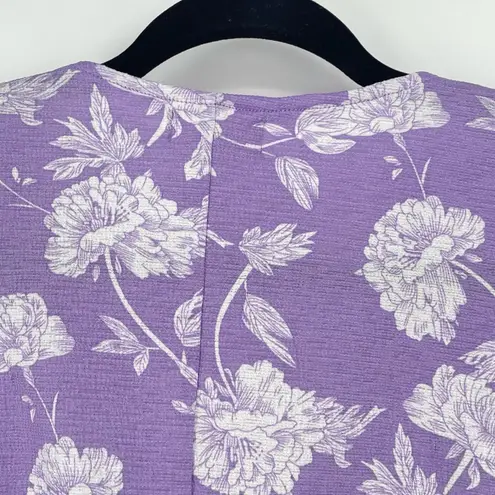 MELLODAY Womens V-Neck Puff Sleeve Lilac Floral Peplum Fairy Core Blouse Medium