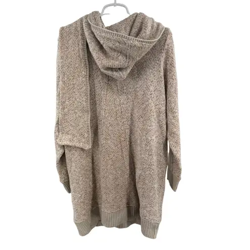 Soft Surroundings Go Lively brown cream Hooded Cardigan L open front wrap around