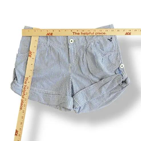 American Eagle American‎ Eagle Striped Button Up Side Shorts Womens Size 2 Blue White - Image 3