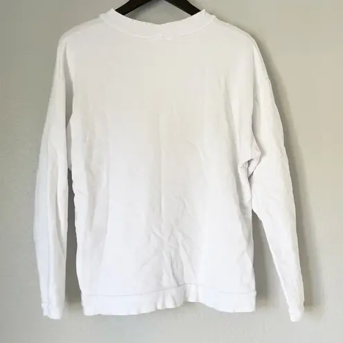 LNA Logo Distressed Hems Pullover Sweatshirt White XS
