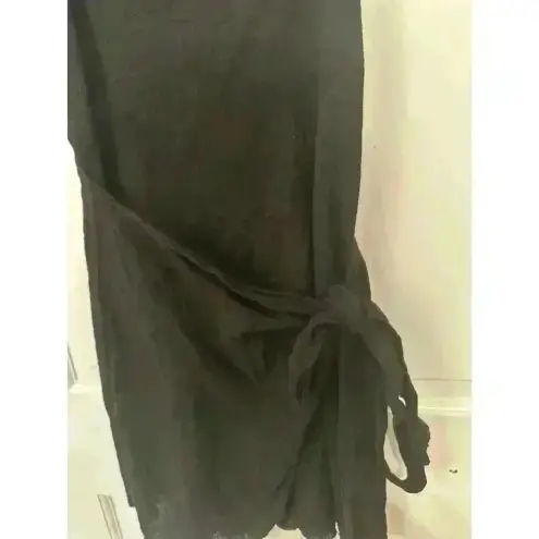 Princess Polly  Black Linen Wrap‎ Dress size 6 EUC