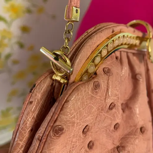 Judith Leiber 1986  ostrich shoulder/clutch pink gold