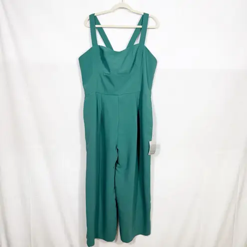 Gal Meets Glam Collection Nicole Sweetheart Square Neck Jumpsuit Green Wide Leg