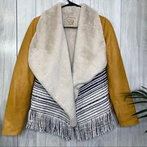 Nordstrom Chaser Leather Fringe Lined Jacket size S Small