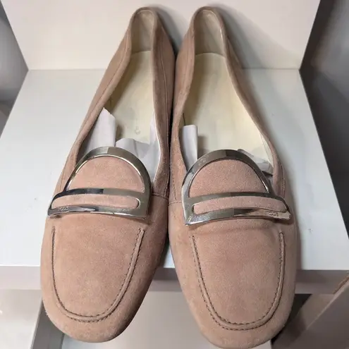 Tods Tan Suede Loafers with Silver Hardware