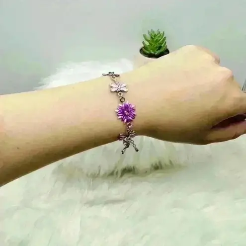 Pink Butterflies Violet Flower Bracelet thumbnail 8