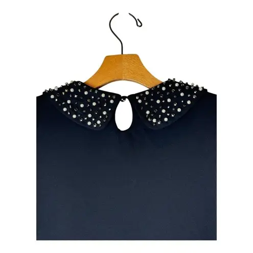 Vivienne Tam Dress Women Medium Black Peter Pan Jeweled Collar A Line Cocktail