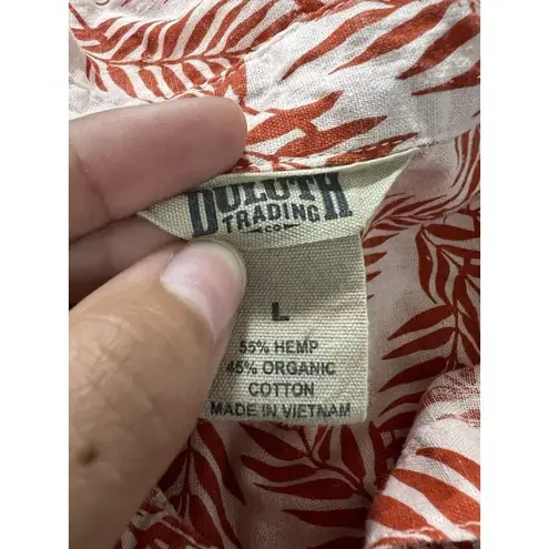 Duluth Trading Co Size Large Tunic Top Hemp Organic Cotton Pockets Button Travel Orange