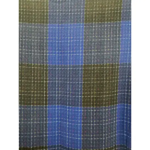 Vintage OOAK plaid double breasted pleated blue white dress small