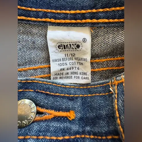 Vintage ‘90s Gitano Dark Denim 100% Cotton Contrast Stitch Knee Length Skirt Blue