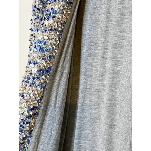 ASTARS Bette Cocoon Cardigan X Small Knit Jersey Knit Lined Open Front Textured Blue Size XS