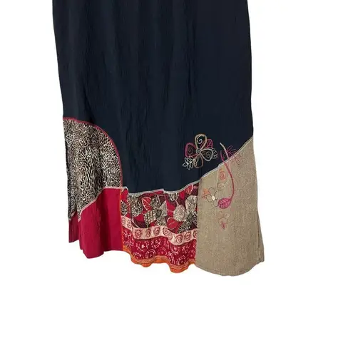 Vintage Koret Elastic Waist Boho Floral Maxi Skirt Women’s Size 16W Black