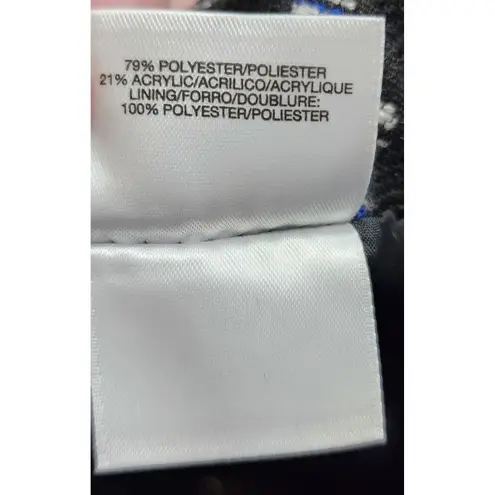 Kasper Womens Suit Set Jacket Skirt Geometric Print Black Blue Size 12