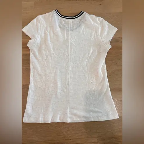 Goldie Tipped Ringer Tee white black size small