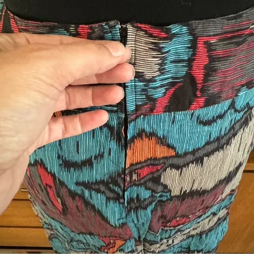 Vintage 80’s Jessica Scott Abstract Geo Print Midi Skirt Blue