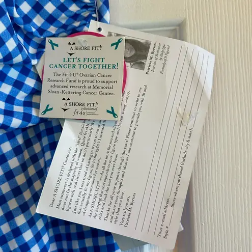 Shore Fit Blue Gingham Bikini Top Size 18W