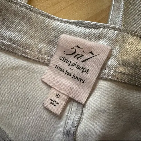 CINQ A SEPT Foiled Francine Pant in Silver Wide Leg Size 10