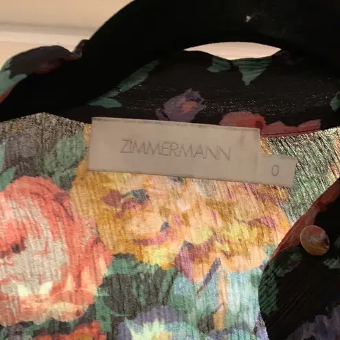 Zimmermann EUC ZIMMERMAN Allia smocked elastic waist floral long bloused sleeve dress