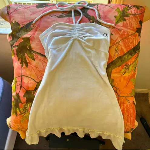 Ocean Pacific vintage 90s op white y2k terry cloth halter swim cover up mini dress