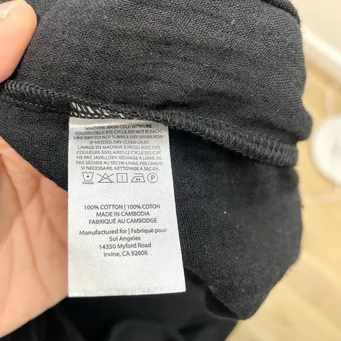 Sol Angeles Gauzy Slub Cotton Maxi Dress Tie Back Beachy Summer Black size M/L