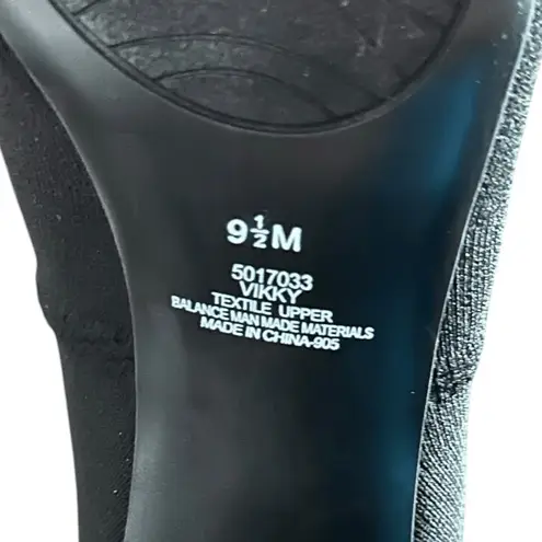 Impo Vikky Womens Black Knit Pointed Toe Block Heel Bootie Comfort