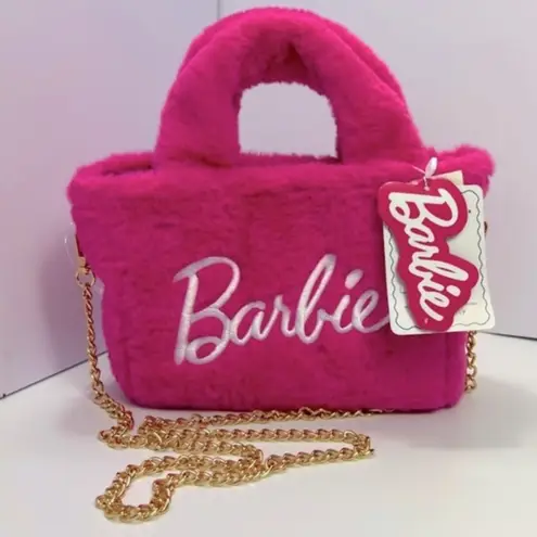 Barbie x Skinnydip Pink Faux Fur Tote, with Removable Chain, NWT