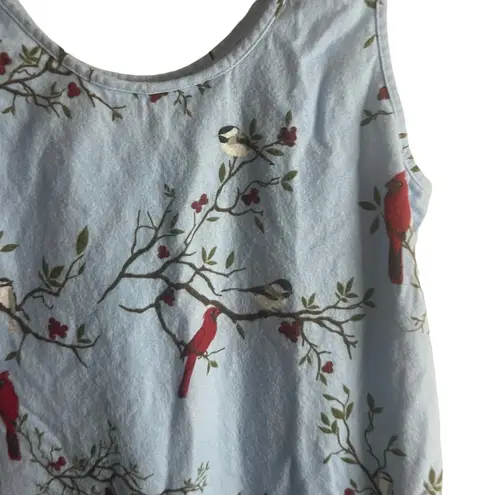 The Vermont Country Store Size Small Cardinal Bird Flannel Blue Novelty Top