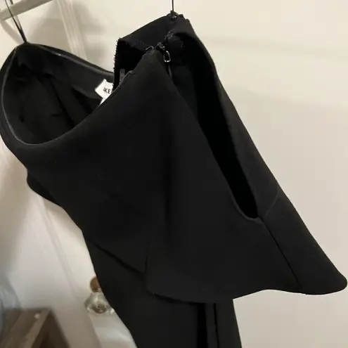 Likely Black Strapless Fitted Ruffle Hem Flounce Midi Conrad Dress Size 00 NWT