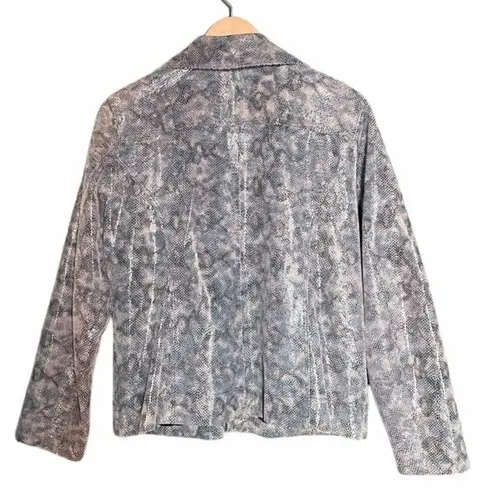 Chico's Chico’s Snakeskin Animal Print Leather Moto Jacket Blue Gray Women’s Size Medium