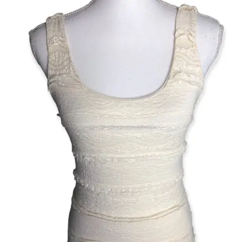 Soprano  Ivory Layered Lace Bodycon Tank Dress