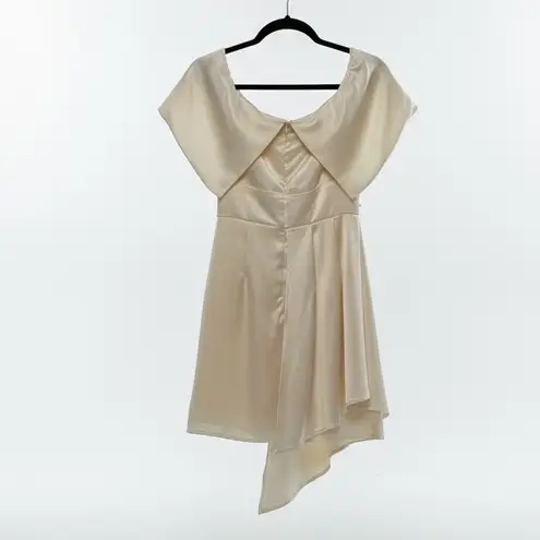 Lulus Always Celebrating Off Shoulder Satin Midi Dress Cocktail Evening NWT Med White