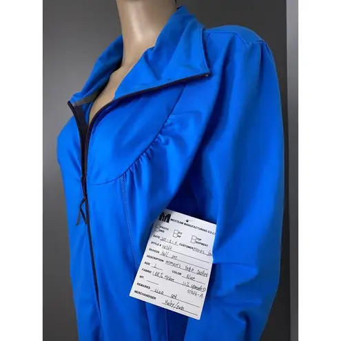 New Moosejaw Women's Large Yoga Jacket Lightweight Bright Blue Logo Zip Coat