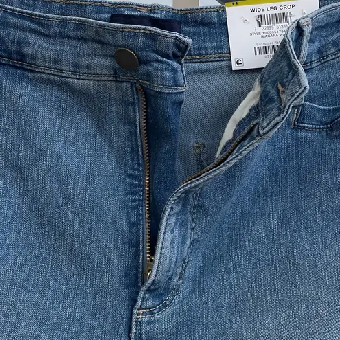 Charter Club SZ 14 Wide Leg Crop Jeans High-Rise Stretch Pockets Tummy Slimming