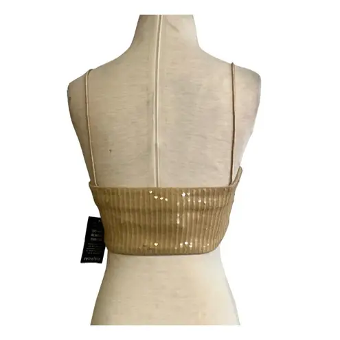 Retrofête Vaani Bra in Nude Large New Womens Squins Crop Tank Top Brown