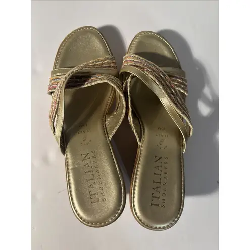 Italian Shoemakers Italian Shoemaker Multi Color Cross Strap Wedges Size 10M