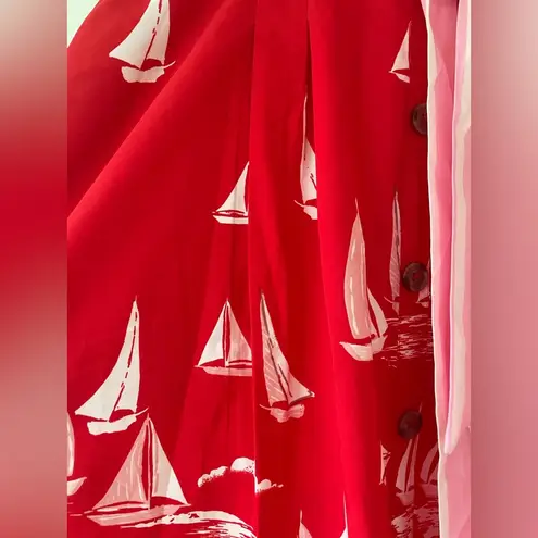 NWT HER DESTINY NAUTICAL SAILBOAT PRINT SKIRT SIZE LARGE ELASTIC WAIST PULL ON Pink