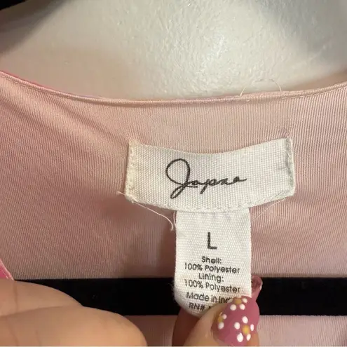 Japna  Tiered‎ Knee Length Long Sleeve Flowy Tie Dye Pink Orange Tie Front Dress