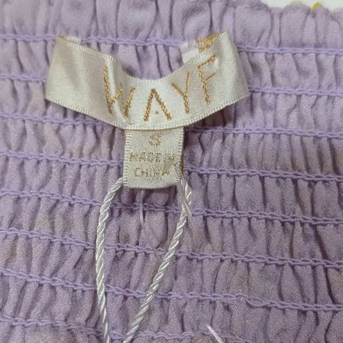 WAYF Dress Mabel Lavender Tropical Halter Coquette Ruffle Smocked Party Lined S