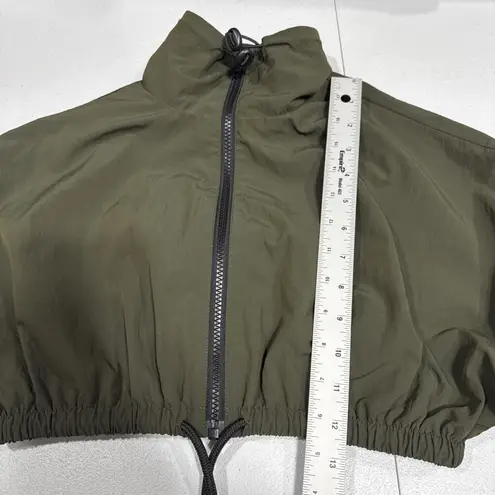 Collusion Womens Full Zip Short Cropped Jacket Sz 2 High Neck Long Sleeve Green