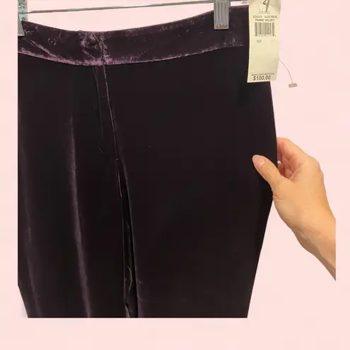 Rafaella Deep purple rain velvet whimsigoth holiday swanky silk wide leg pants NWT