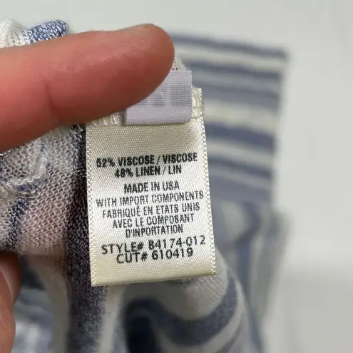 Bella Dahl Linen Blend Light Weight Striped Long Sleeve Front Tie Womens Med