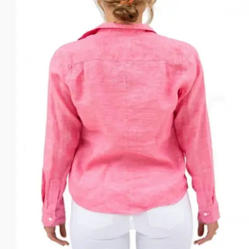 Frank & Eileen 100% Linen Barry Button Front Long Sleeve Shirt Pink Size Small - Image 2